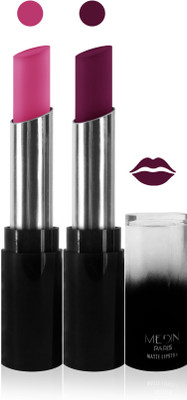

Medin paris matte long lasting moisturizing lipstick cosmetics makeup collection set of 2 color(l pink purple, 10 g)