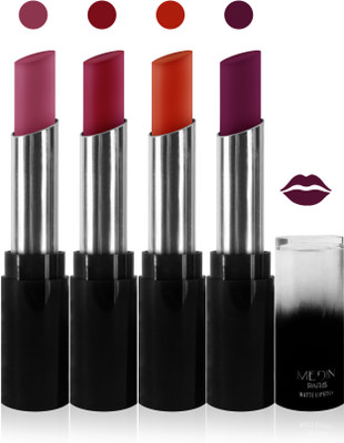 

Medin paris matte long lasting moisturizing lipstick cosmetics makeup collection set of 4 color(purple orange l purple blue pink, 20 g)