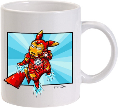 MUGKIN iron Chu / Pika man / Pikachu and Iron Ceramic Coffee Mug(350 ml)