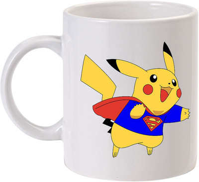 MUGKIN Super Chu and Bat Chu / Batman, Pikachu, Superman Ceramic Coffee Mug(350 ml)