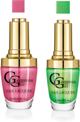 

Gorgeous Girl 07-09, NAIL PAINT COMBO SET MULTICOLOR (15ML,PACK OF 2) Green-Pink(Pack of 2)