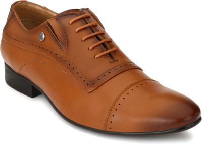 

El Paso El Paso Men's Tan Leather Like Cap Toe Oxford Shoes Lace Up For Men(Tan