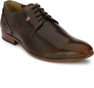

El Paso El Paso Men's Brown Calf Leather Like Lasered Formal Shoes Derby For Men(Brown