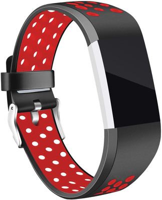

ACUTAS Silicone Replacement Band Strap For Fitbit Charge 2 / Fitbit Charge 2 HR Smart Watch Strap(Red), Black -red