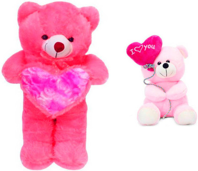 

ATTRACTIVE 3 Feet Soft Cute Standing Heart Teddy Bear With 1 Feet Small Balloon Teddy - 90 cm(Pink)