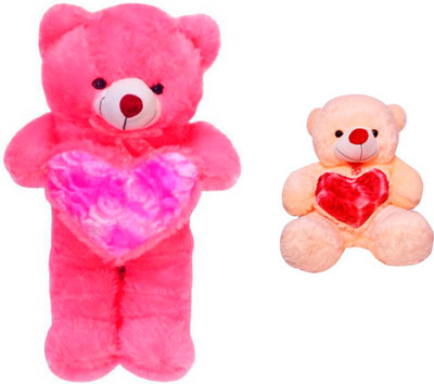 

ATTRACTIVE 3 Feet Pink Standing Heart Teddy Bear With 1 Feet Small Cream Teddy - 90 cm(pink/cream)