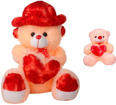 

ATTRACTIVE 4 Feet Soft Sitting Cap & Heart Teddy Bear With 1 Feet Small Heart Teddy Bear - 110 cm(Beige)