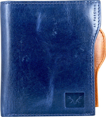 

Adam Zac Men Blue Genuine Leather Wallet(8 Card Slots), Blue-tan