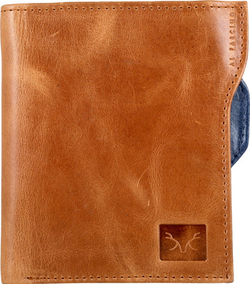

Adam Zac Men Tan Genuine Leather Wallet(8 Card Slots), Tan-blue