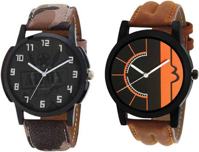 

Montres New Stylish Designer Dial Leather Strap Combo Watch - For Boys