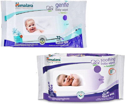 

Himalaya Gentle and Soothing Baby Wipes 72 pc+12 Pc Free(2 Pieces)