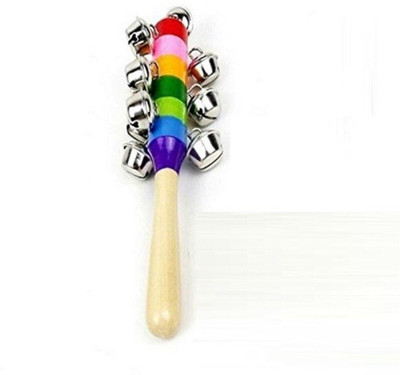 

BuzyKart Colorful Wooden Rainbow Handle Jingle Bell Rattle Toy Crib Shaker Stick Rattle(Multicolor)