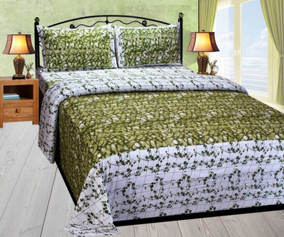 

OM DECOR 180 TC Cotton Double King Printed Bedsheet(Pack of 1, Green)