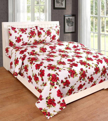

OM DECOR 180 TC Cotton Double King Printed Bedsheet(Pack of 1, Red)