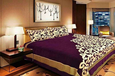 

OM DECOR 180 TC Velvet Double King Embroidered Bedsheet(Pack of 1, Purple)