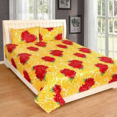 

OM DECOR 180 TC Cotton Double King Printed Bedsheet(Pack of 1, Yellow)