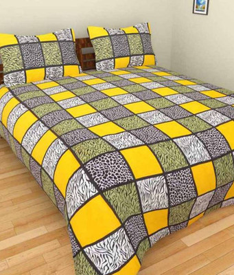 

OM DECOR 180 TC Cotton Double King Printed Bedsheet(Pack of 1, Yellow)