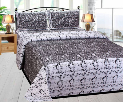 

OM DECOR 180 TC Cotton Double King Printed Bedsheet(Pack of 1, Black)