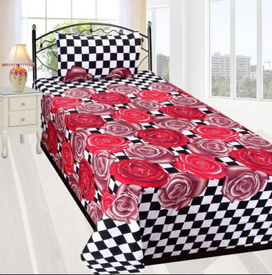 

OM DECOR 180 TC Microfiber Single Abstract Bedsheet(Pack of 1, Brown)