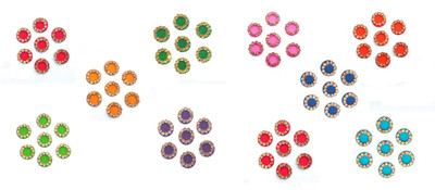 

Shri Ji Collection 10 Pack Multicolor Golden Stone Bindi Forehead Multicolor Bindis(Bengali Bindi)