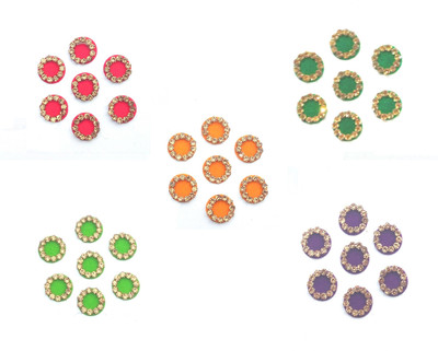 

Shri Ji Collection 5 Pack Multicolor Golden Stone Bindi Forehead Multicolor Bindis(Bengali Bindi)