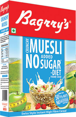 Bagrry's No Added Sugar Crunchy Muesli, 500g(500 g, Box)