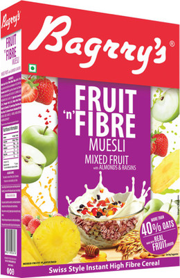 

Bagrry's Fruit n Fibre Mixed Fruit with Almond and Raision Oats, Wheat Muesli Cereal, 500g(500 g, Box)