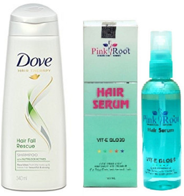 

Pink Root Hair Serum 100ml, Dove Shampoo Large Hair Fall Rescue(Set of 2)