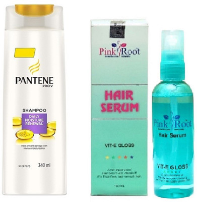 

Pink Root Hair Serum 100ml, Pantene Shampoo Large Daily Moisture Renewal(Set of 2)