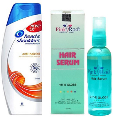 

Pink Root Hair Serum 100ml, Head & Shoulder Shampoo Large Anti-HairFall(Set of 2)