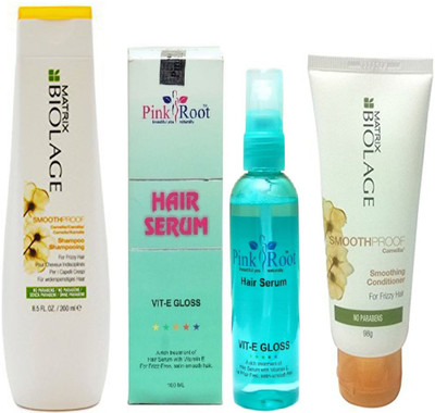 

Pink Root Hair Serum 100ml, Matrix Biolage Shampoo SmoothProof 200ml & Conditioner 98g(Set of 3)