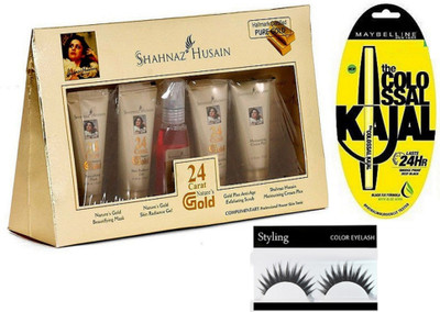

styling Eyelashes & Shahnaz Hussain 24 Carat Gold Facial Kit & Colossal Kajal(Set of 3)