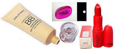 

Studio Fix Combo Silicon Puff& Colorbar Perfect Match Creme Foundation, Giambattista Valli Matte Finish Russian Red Lipstick(Set of 3)