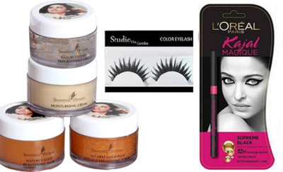 

Studio Fix Combo Eyelashes& Revival & Gold Skin Radiance Facial Kitt 40 gm& kajal Magique supreme black(Set of 3)