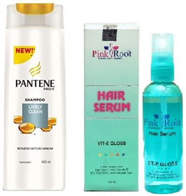 

Pink Root Hair Serum 100ml, Pantene Shampoo Large Lively Clean(Set of 2)