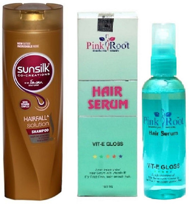 

Pink Root Hair Serum 100ml, Sunsilk Shampoo Large HairFall Solution(Set of 2)