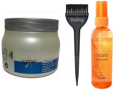 

styling Hair Brush & x Tenso Spa Hair Mask Cream & Opticare Smooth Straight Professional Split End Serum(Set of 3)