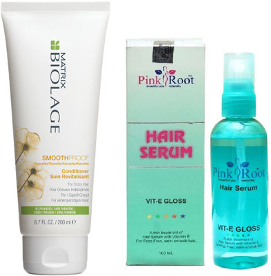 Pink Root Hair Serum 100ml, Matrix Biolage Conditioner SmoothProof 200ml(Set of 2)