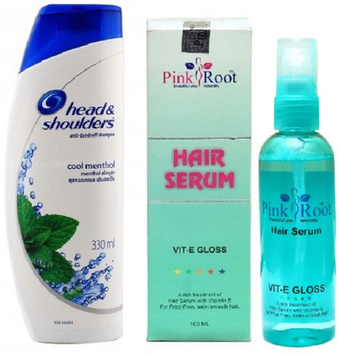 

Pink Root Hair Serum 100ml, Head & Shoulder Shampoo Large Cool Menthol(Set of 2)