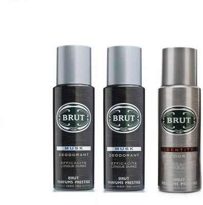 

Brut 2 Musk & 1 Identity Body Spray - For Men(600 ml, Pack of 3)