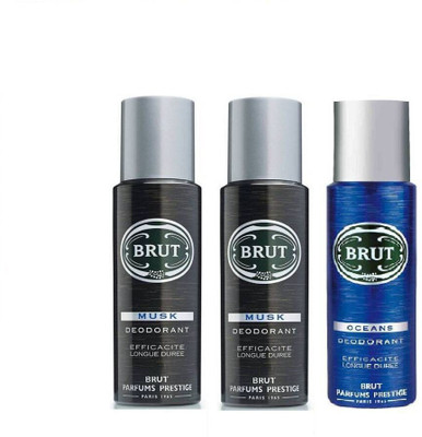 

Brut 2 Musk & 1 Ocean Body Spray - For Men(600 ml, Pack of 3)