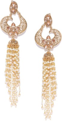 PANASH PANASH Gold-toned Geometric shaped Jhumkas Cubic Zirconia Metal Jhumki Earring