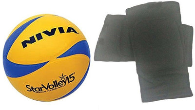 

Nivia 'Star' Volleyball (Size: 4) + one Pair of Knee Padded Supporter (Color On Availability)- Volleyball Kit