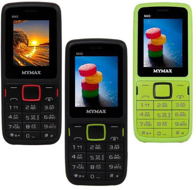 Mymax M40 Combo of Three Mobiles(Black&Red$$Black&Green$$Green&Black)