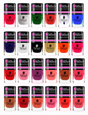 

Forsure Modern Shades Shining Nail Polish Combo of 24 pcs Red,Pink,Orange,Green,Blue,Silver,Golden,White,Transparent,Black,Pink,Glossy Blue(Pack of 24)