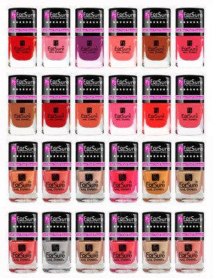 

Forsure Modern Shades Shining Nail Polish Combo of 24 pcs Red,Pink,Peach,Nude,Brick Nude,Mauve,Brown,Purple,Light Pink,Fast Red,Pinkish Nude,Naughty Nude, Nude,Silver,Brown,Peach,Pink(Pack of 24)