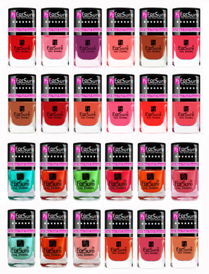 

Forsure Modern Shades Shining Nail Polish Combo of 24 pcs Red,Pink,Peach,Nude,Brick Nude,Mauve,Brown,Purple,Light Pink,Fast Red,Pinkish Nude,Naughty Nude, Red,Orange,Pink,Green,Peach,Nude,Turrquoise(Pack of 24)