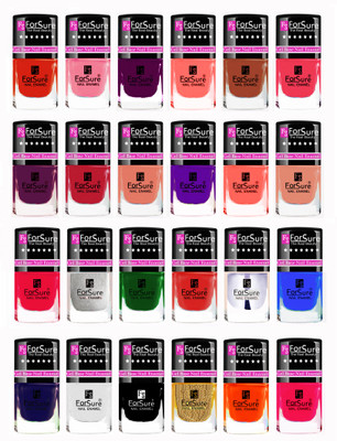 

Forsure Modern Shades Shining Nail Polish Combo of 24 pcs Brick Nude,Pink,Peach,Red,Naughty Peach,Purple,Voilet,Brown.Mauve,Nude,Red,Pink,Orange,Green,Blue,Silver,Golden,White,Transparent,Black,Pink,Glossy Blue(Pack of 24)
