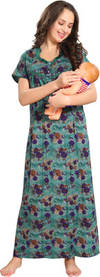AV2 Women Maternity/Nursing Nighty(Green) Flipkart