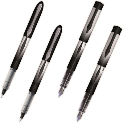 

Platignum Tixx 2 Non-Refillable Black Fountain Pens & 2 Non-Refillable Black Roller Ball Needle Point Pen Gift Set(Pack of 4)